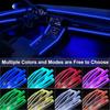 6 In 1 Car Interior Ambient LED Light Kit RGB Strip Lights with Fiber Optic Tube APP and Remote Control Neon Mood Sync Lighting