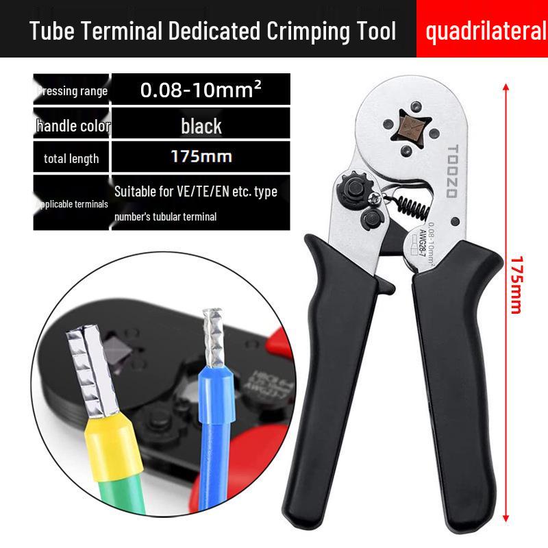 Electrician's Tube and Pin Terminal Crimping Pliers with Cold-Pressed Wire Functionality