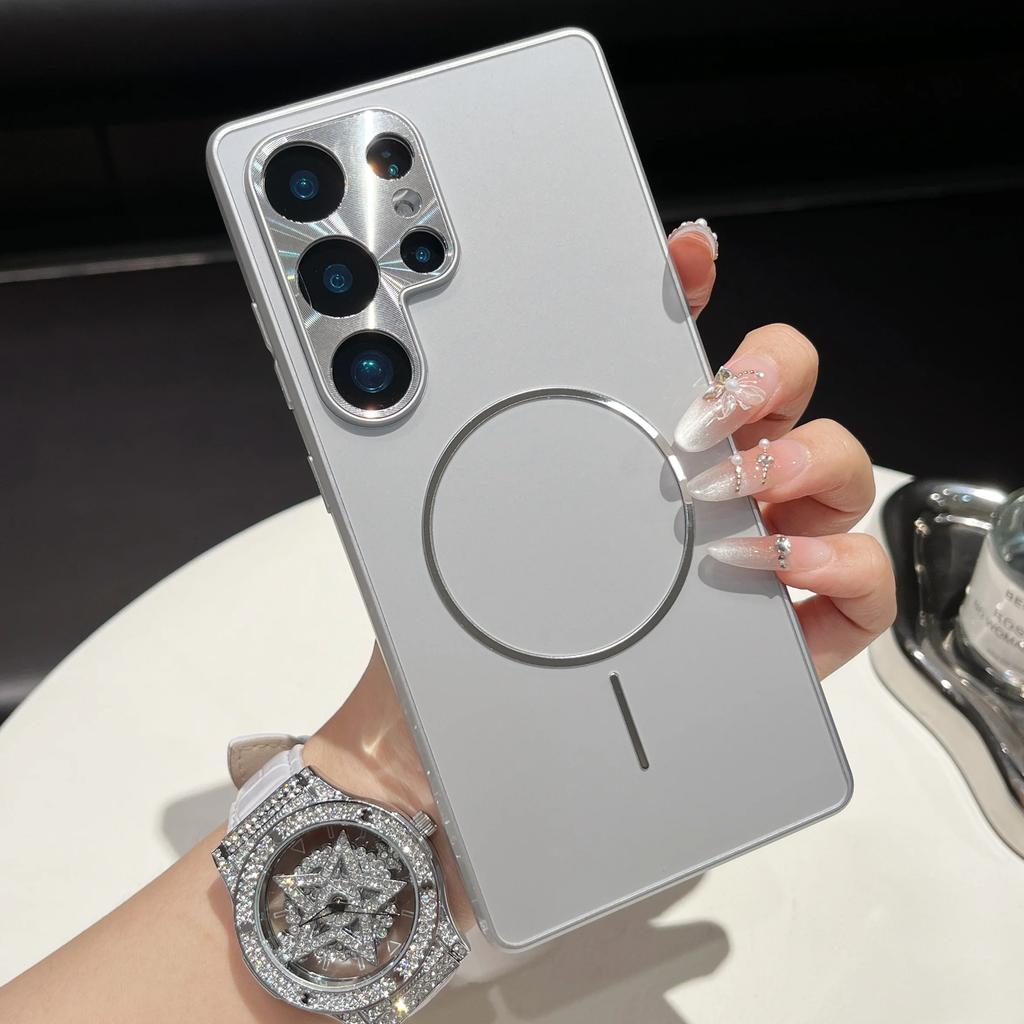Fashion Plating Cases For Samsung Galaxy S25 Ultra S24 Plus Wireless Charging Magnet Cover For Samsung S23 Ultra Luxury Shell