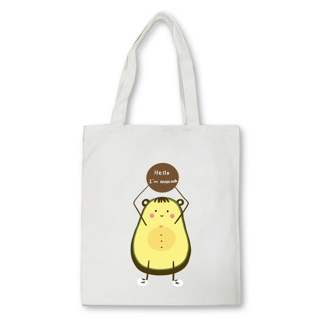 Cartoon avocado Print Canvas Shopping Tote Bag Reusable Women Shopper Bag Fashion Kawaii Female Eco Handbag