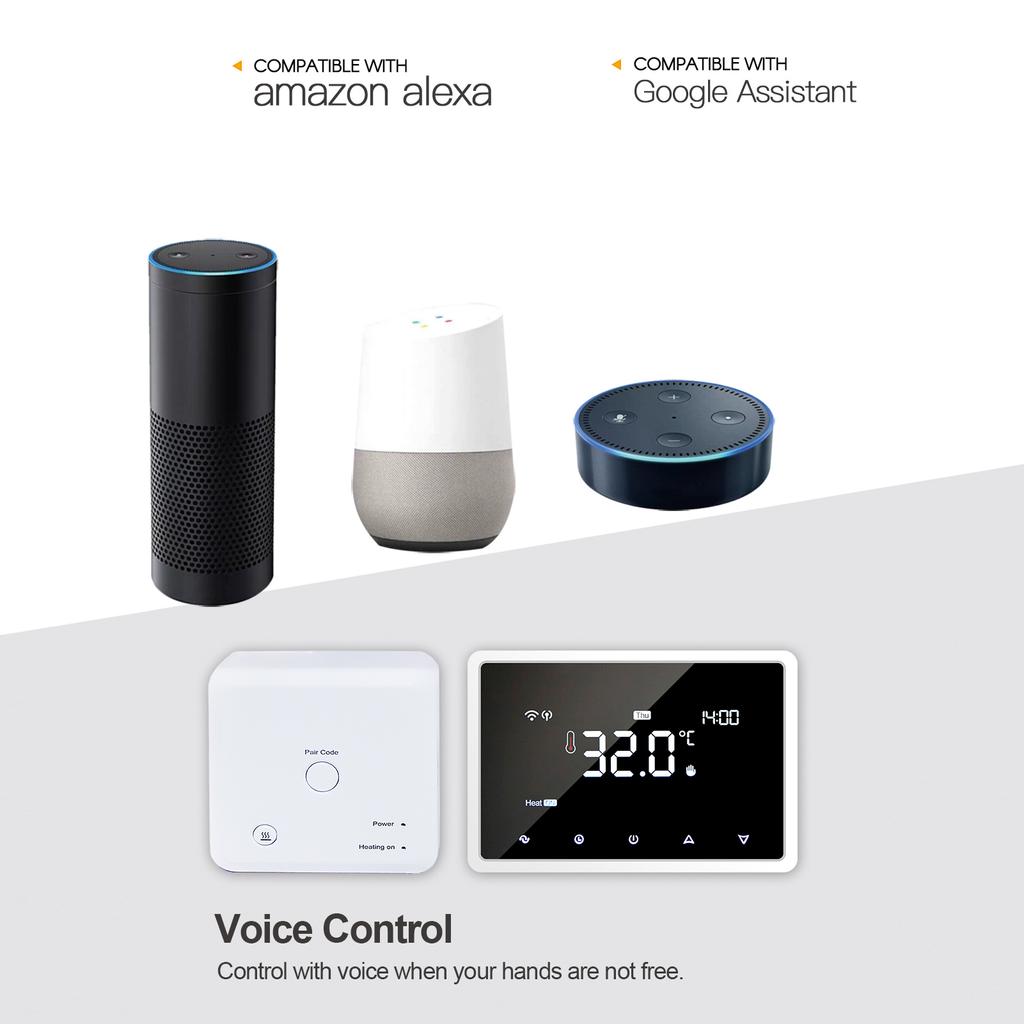 WiFi Smart Thermostat Programmable Thermostat with RF Receiver Tabletop Wall Mounted   APP Control Voice Control Gas Boiler Heating Temperature Co