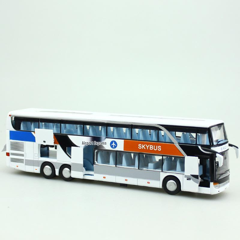Baosilun 66029 Alloy Double-Decker Bus Toy with Pull-Back, Sound & Light Features