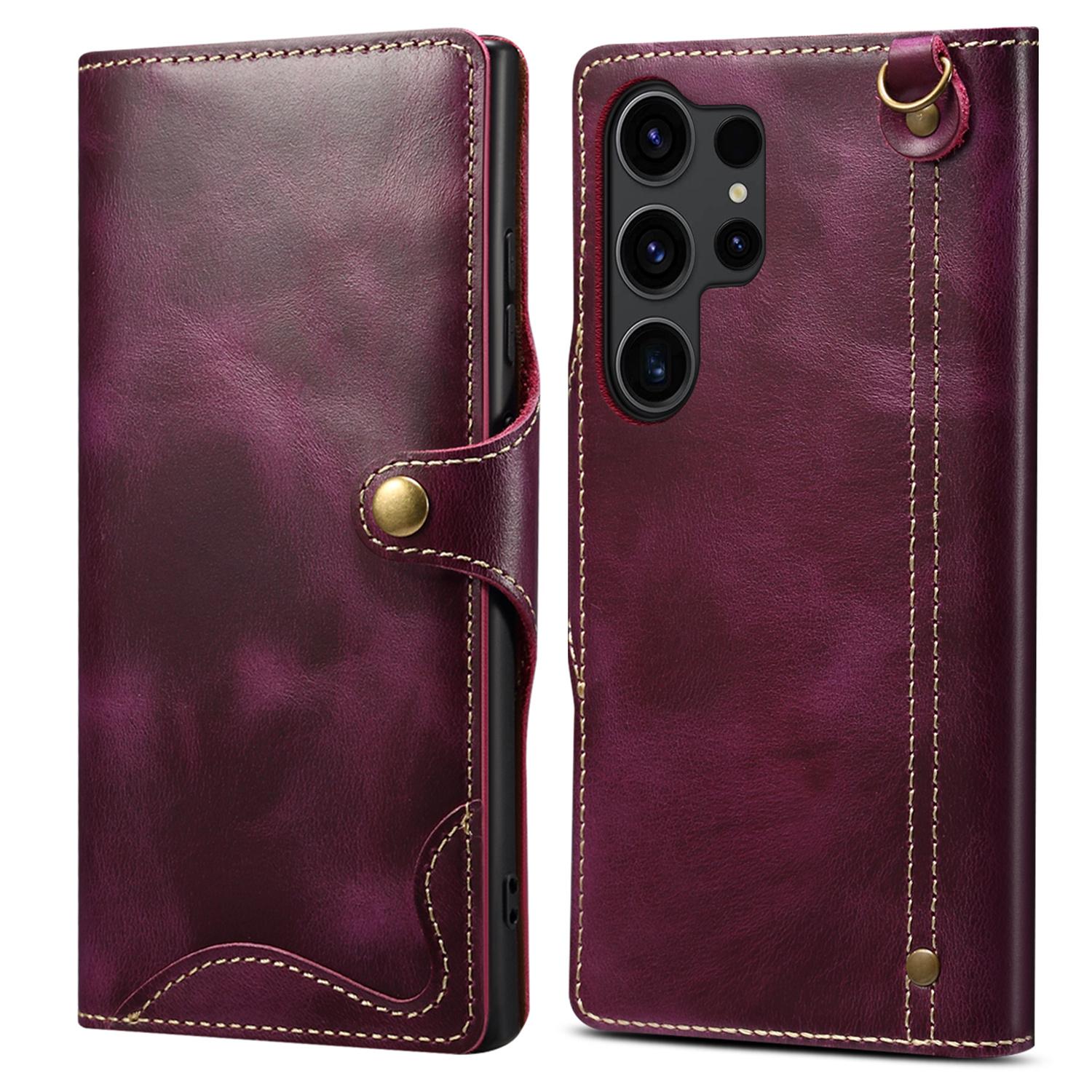 

Чехол для мобильного телефона Samsung Galaxy S24 Ultra с пряжкой в стиле ретро с масляным воском Purple