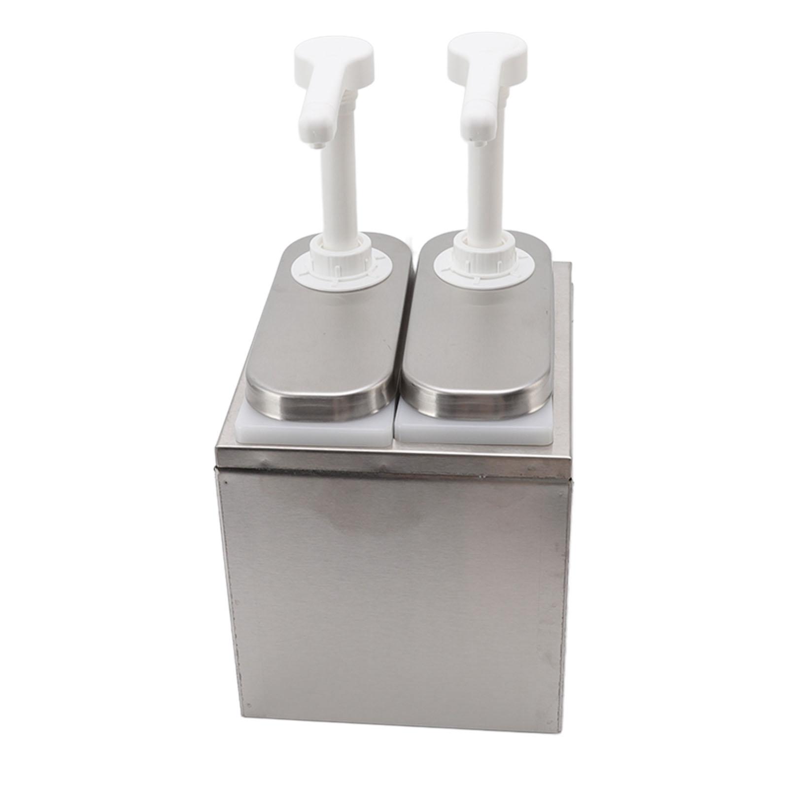 

Sauce Dispenser Plastic and Stainless Steel Condiment Pump Station Sauce Dispenser For Kitchen Home 1L Double Pump