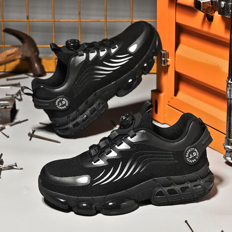 Fashion Rotating Button New Safety Shoes Men Anti-smash Anti-puncture Work Shoes Fashion Men Sport Shoes Security Protective Boots Men