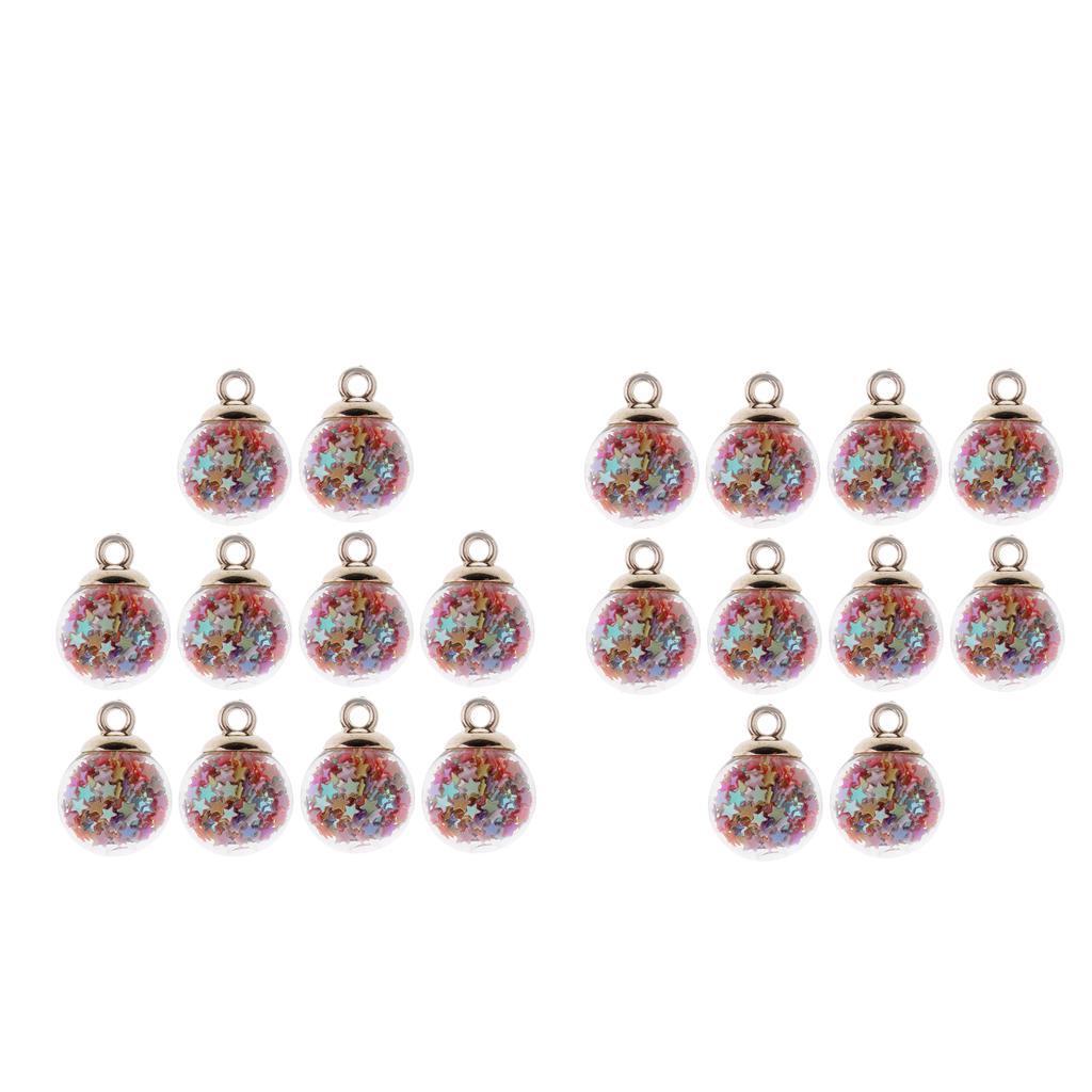 80pcs Crystal Glass Ball Charms w Tiny Stars DIY Jewelry Necklaces Findings