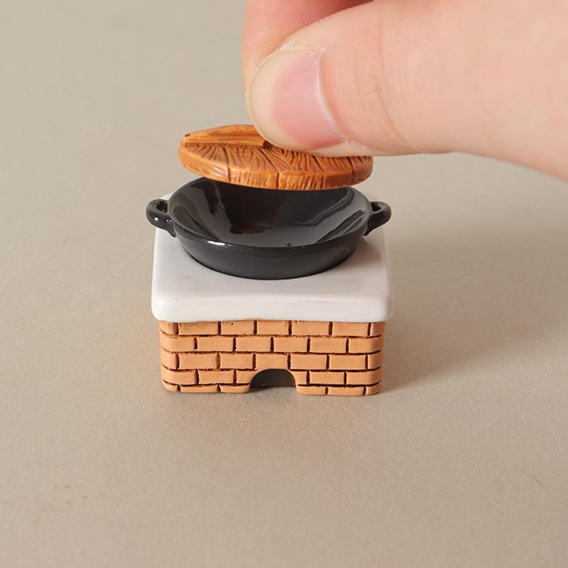 Dollhouse Mini Kitchenware Set: Miniature Food, Play Stove, Vegetables, Utensils, DIY Ornaments