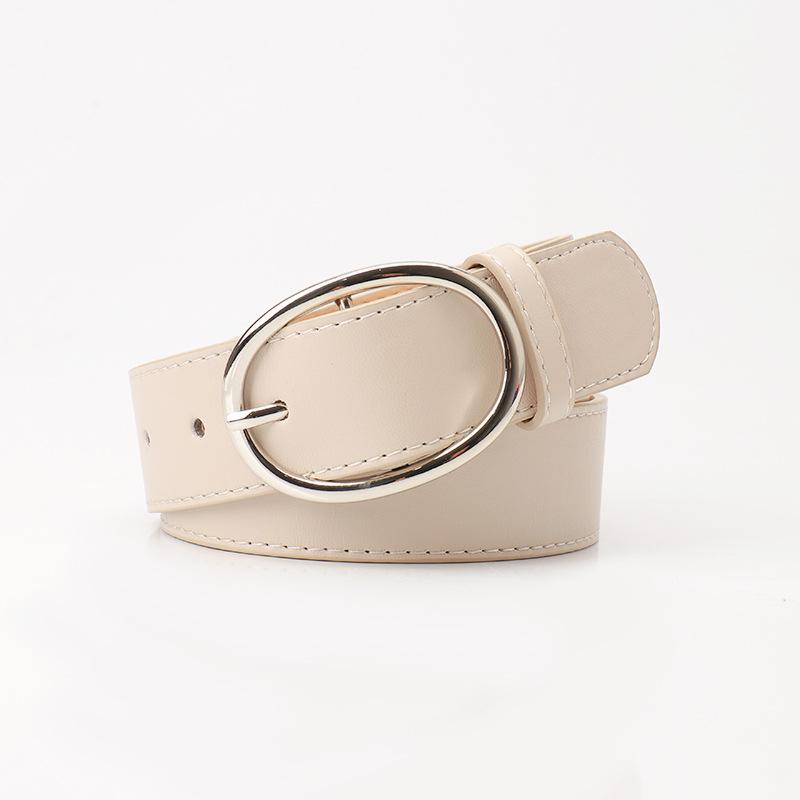 New Fashion Versatile Oval Pin Buckle Women's Belt Simple Style High-end Wide Belt Women's Decorative Jeans Belt