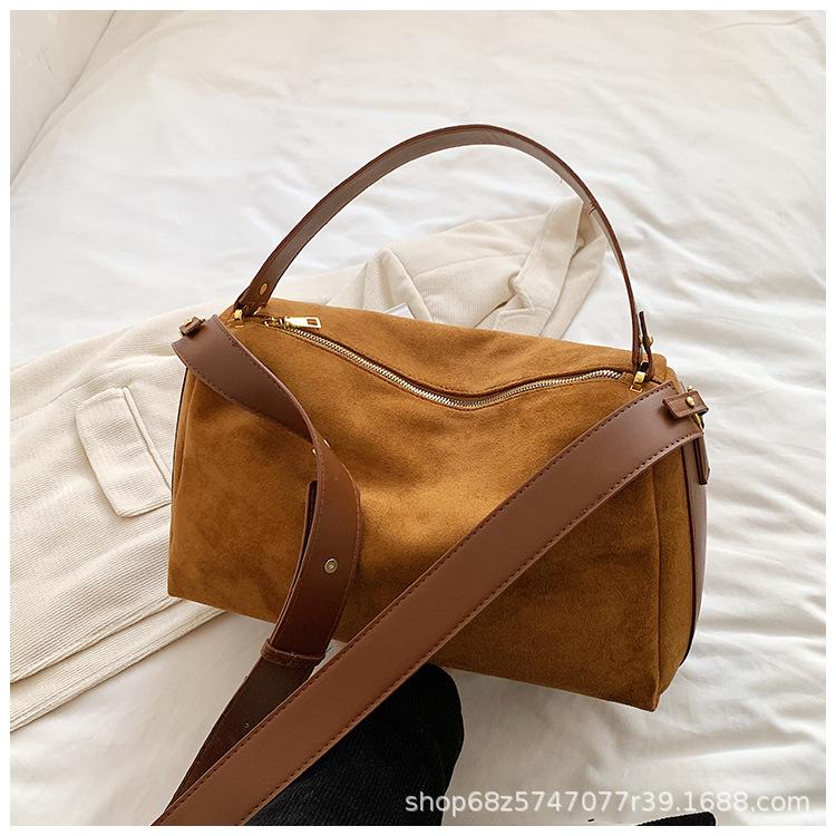 PU Suede Tote Bag Women's 2025 Spring Lazy Style One-shoulder Armpit Bag European and American Retro Commuter Crossbody Bag