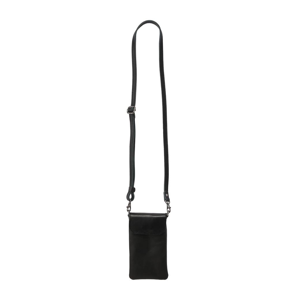 Anon Oiled Leather Smartphone Shoulder Bag (Smartphone Pouch, Wallet Pouch, Men's & Women's, Simple, Slim, Leather, Popular, Stylish) SS-B001 (Black)