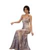 New Chinese-style purple suspender dress, spring and summer new step-by-step lotus waist and thin temperament fishtail skirt