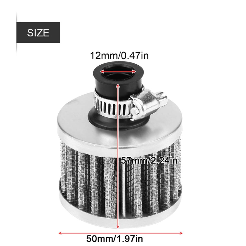 Universal Intake Air Filter, 12mm Automatic Air Intake Filter Car Cold Air Intake Filter