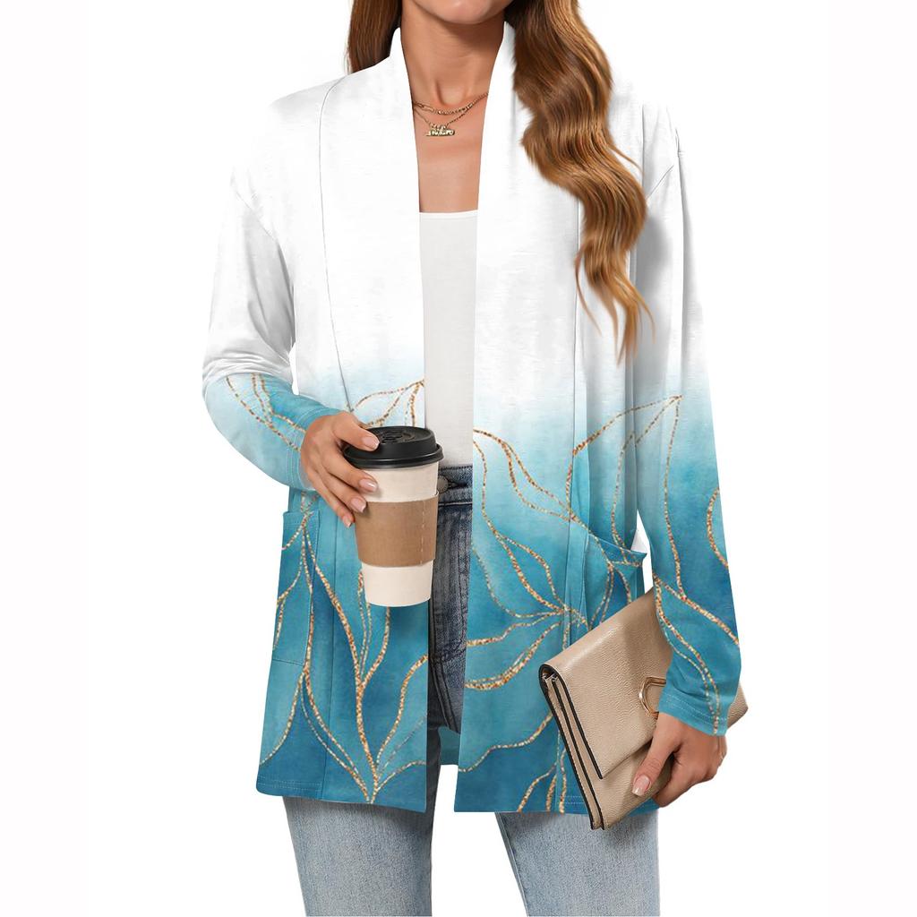 Women's Lightweight Cardigan Sweaters Open Front Long Sleeve Casual Loose Thin Cardigans With Pockets