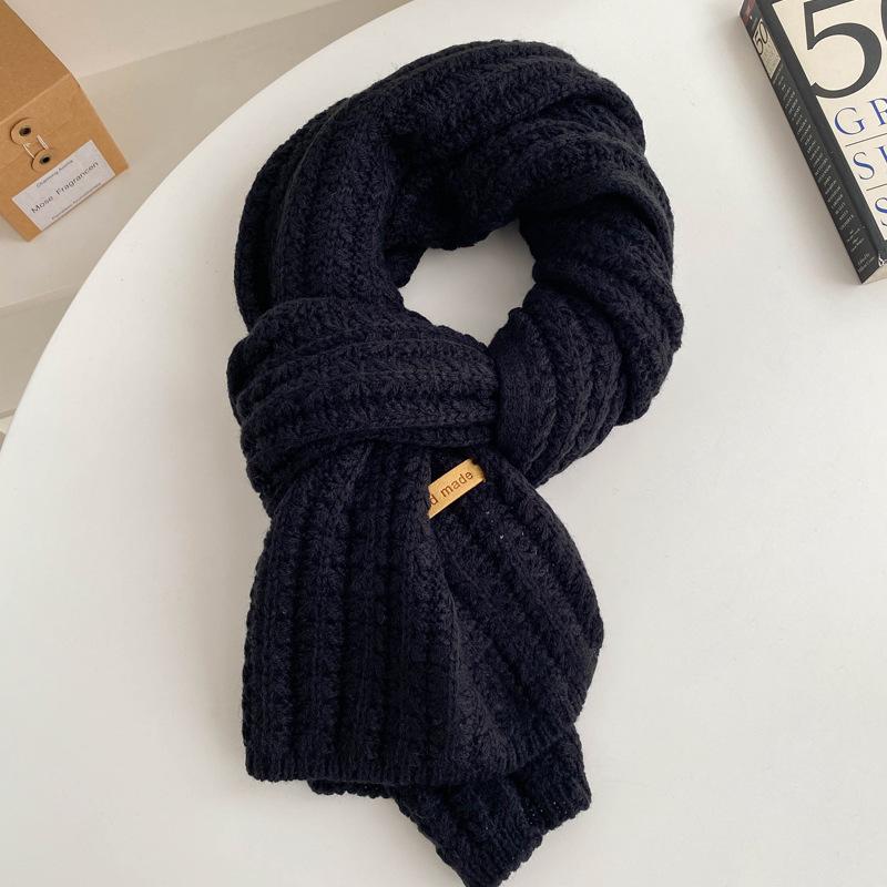 Versatile knitted wool red scarf women's new winter high-end warm couple scarf student