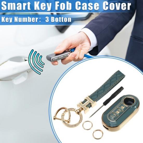 1 Set 3 Button Remote Keyless Key Fob Cover Protection for Fiat 500 TPU Blue