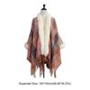 Winter Warm Faux Fur Collar Shawl Ethnic Style Striped Cardigan Tassel Shawl Artificial Wool Plush Knitting Wraps