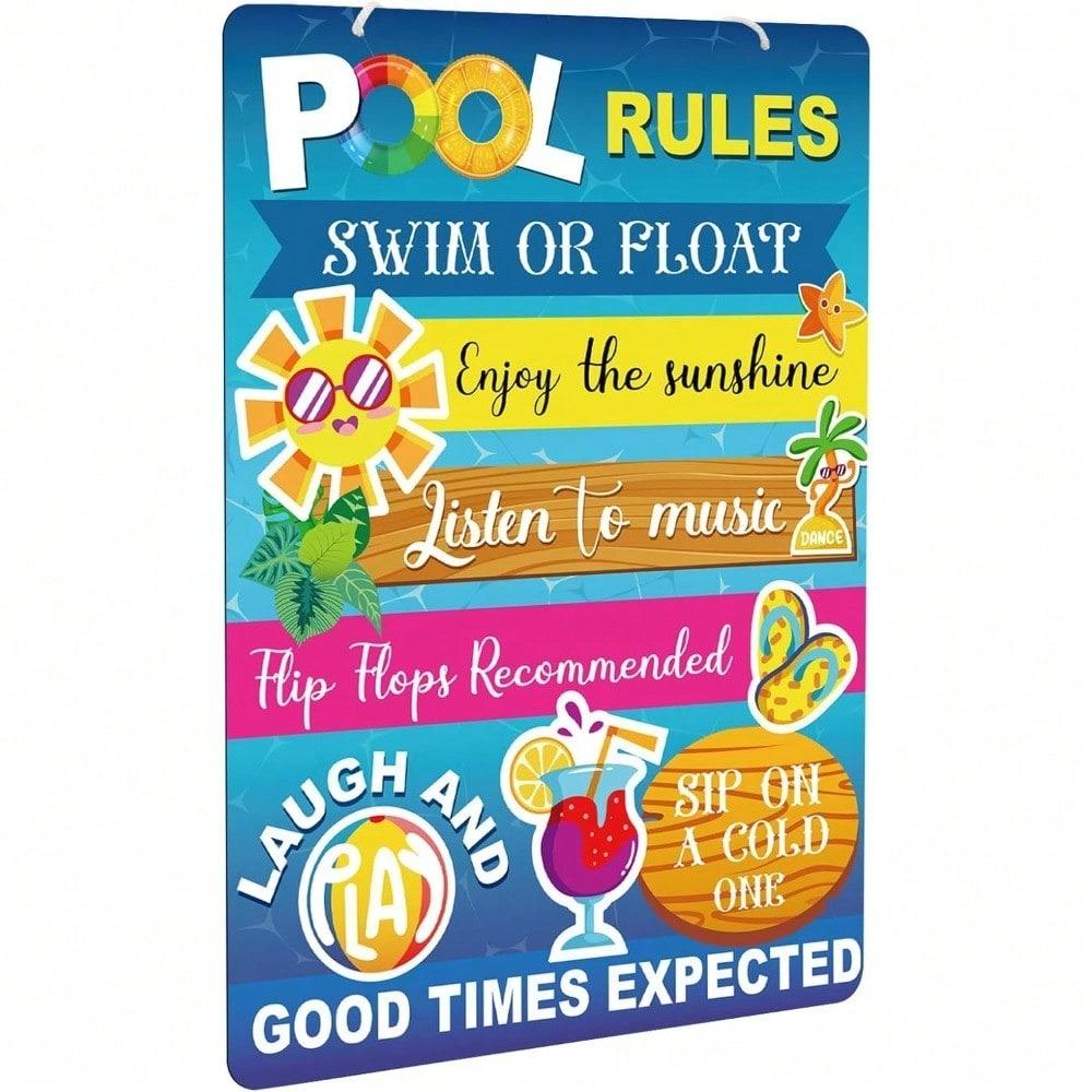 Pool Safety Rules Vintage Metal Sign 12x16 Inch Indoor Outdoor Decor