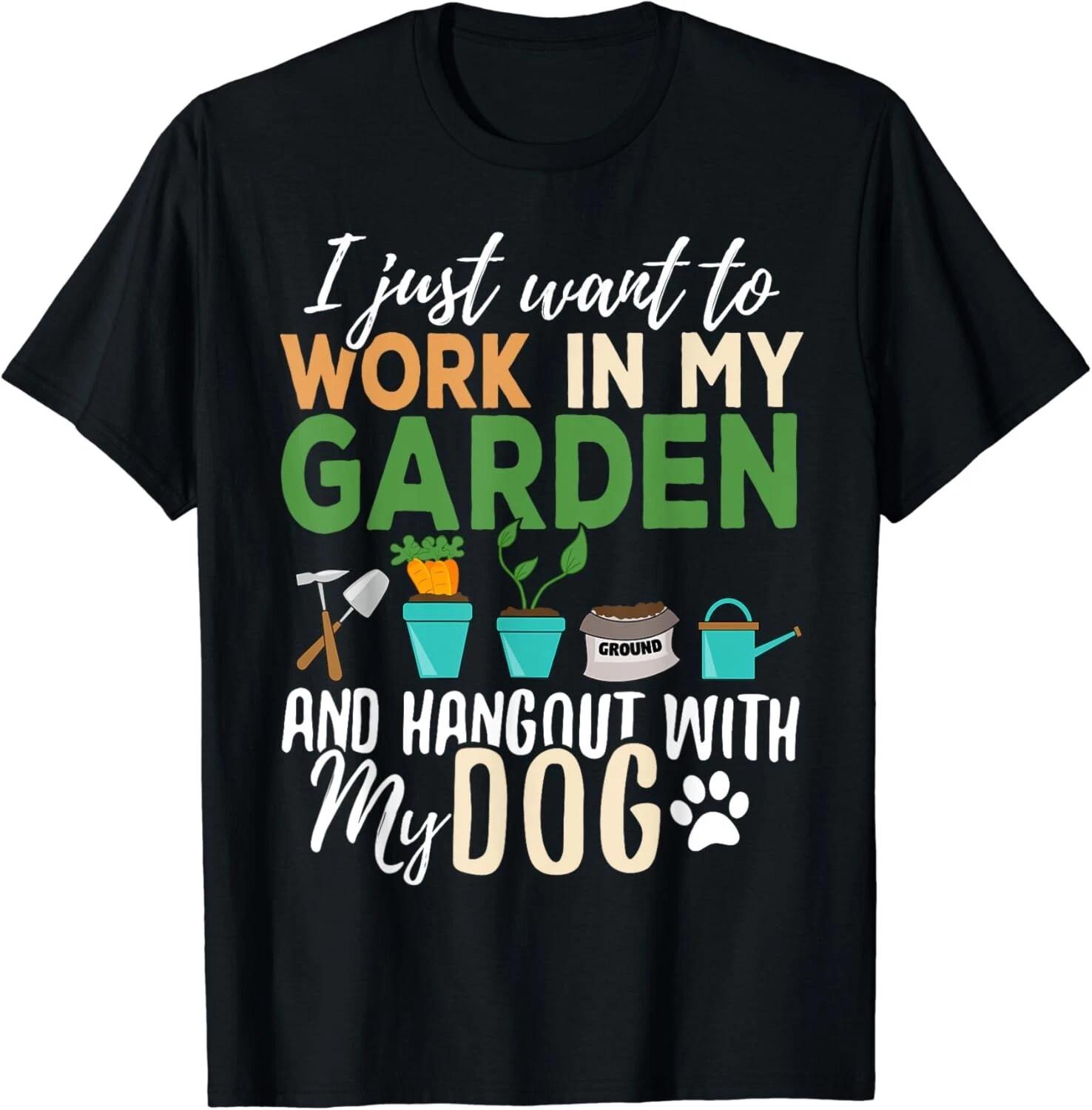 Gardening T-Shirt Dog Lover Gardener Garden Pet Gift Unisex T-Shirt S
