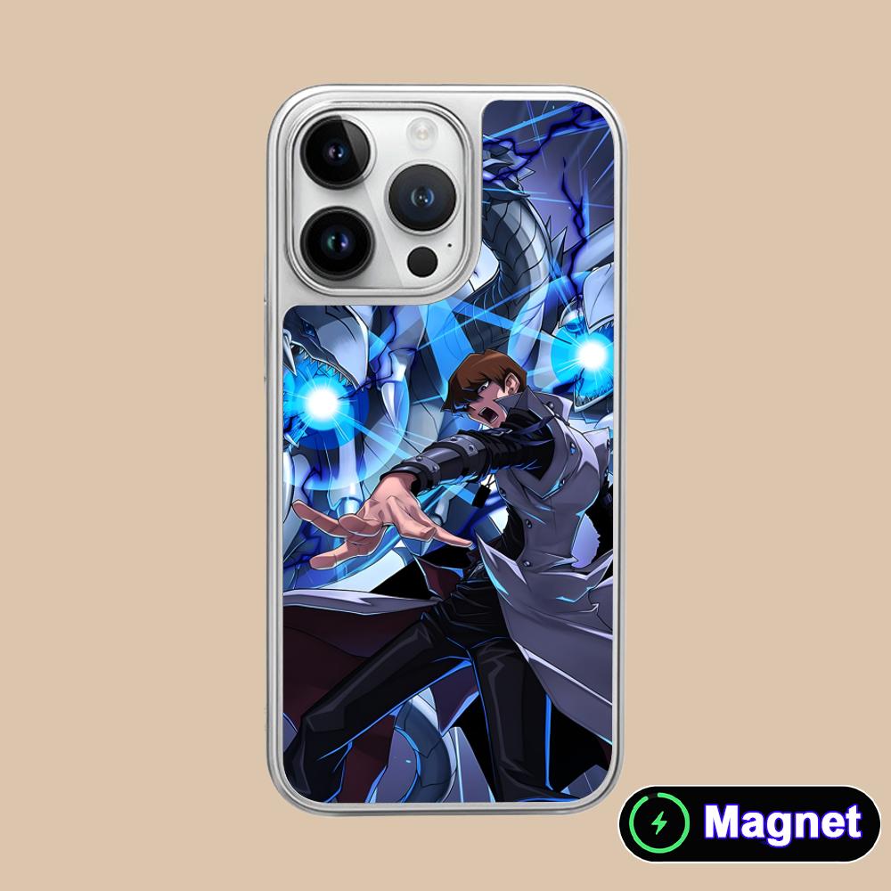 Yugioh Seto Kaiba Phone Case for iPhone 17 16 15 14 13 12 11 Air Pro Max Plus Electroplated Silver Magsafe Cover