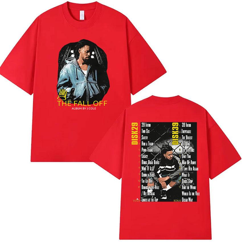 Camiseta Unisex Vintage Gótica de Manga Corta J.Cole Rapper The Fall Off Tour Álbum 2026 Camisetas de Algodón Oversize Hip Hop