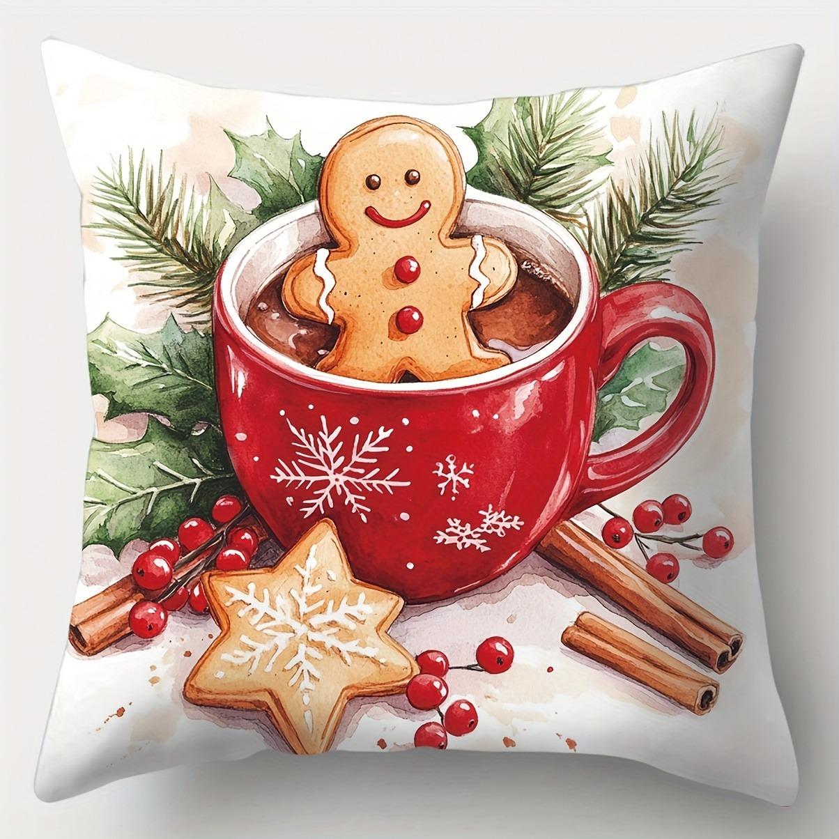 

Рождественское украшение наволочка Пряничный снеговик машина Рождественская елка наволочка с принтом наволочка для диванной подушки украшение для дома 40x40cm