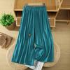 DIMANAF 2026 Plus Size Women Linen Pants Elastic Waist Vintage Basic Lady Wide Leg Long Pants Oversize Loose Tencel Solid