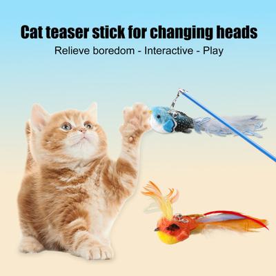 Katzen-Teaser-Stab Ersatz Plüschvogel mit Federn und Glöckchen Interaktives Katzenspielzeug Klingelnder Katzen-Teaser