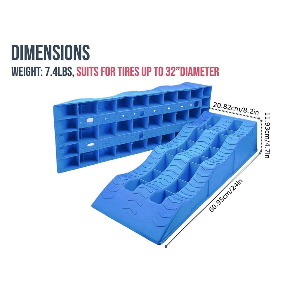 Car Leveling Ramps 2pcs Heavy-Duty Camper Leveling Blocks Lightweight Trailer Wheel Chocks and Levelers Multifunctional Travel