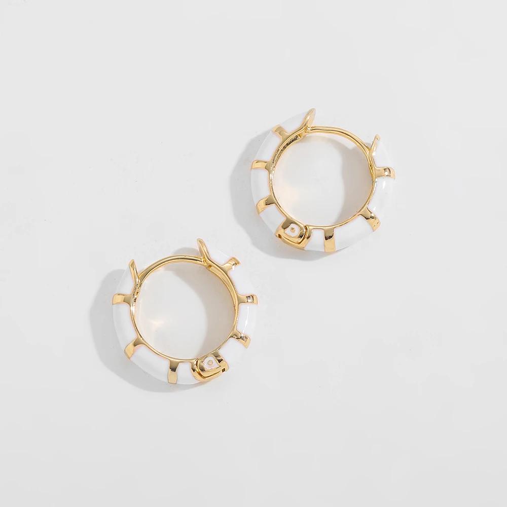 Vintage Multicolor Enamel Flower Round Hoop Earrings Boho Gold Color Circle Round Earrings Statement Jewelry Gifts for Women