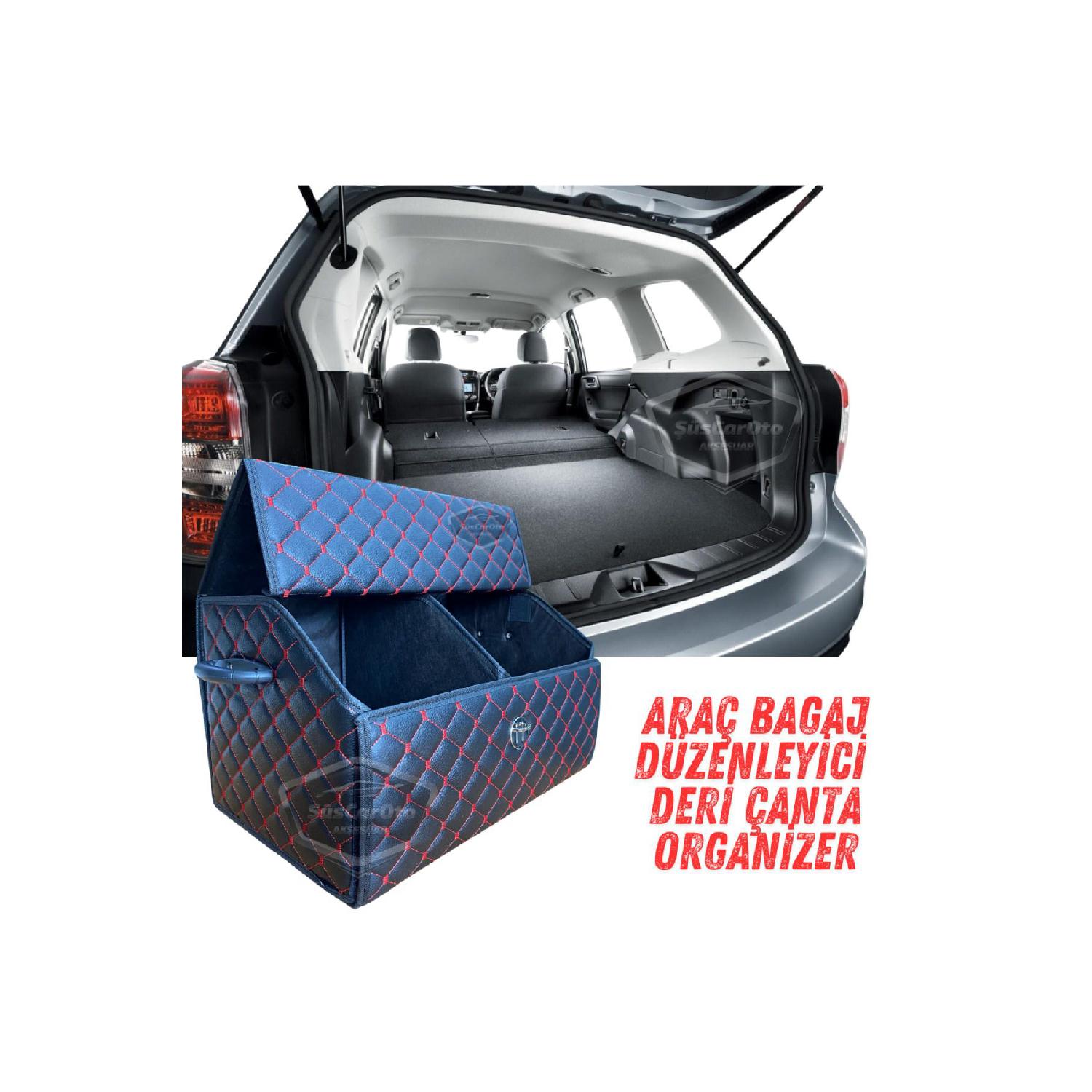 

Vehicle Trunk Organizer Leather Bag Organizer Leather Car Bag Stuff Organization Automobile Red Stitching