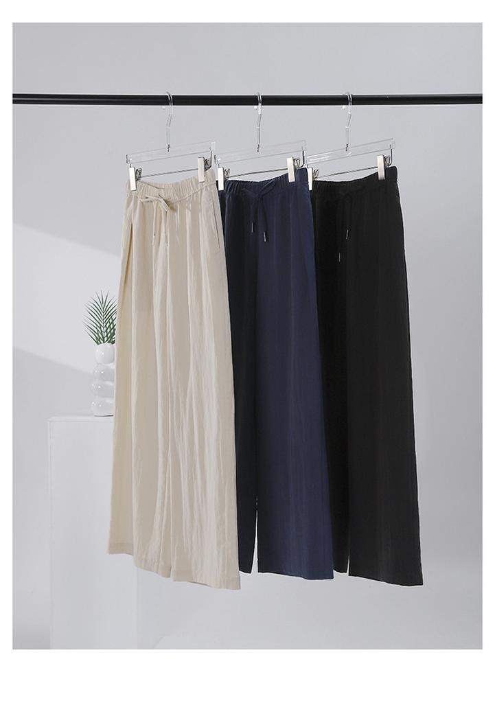 Elastic Waist Tie Thin Wide Leg Pants for Women In Summer 2025, Fashionable, Loose and Versatile, Slimming and Floor Hugging Pants