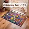 Floral Garden Theme Crystal Velvet Floor Rug Personalized Custom Name Text Warm Carpet Home Decoration