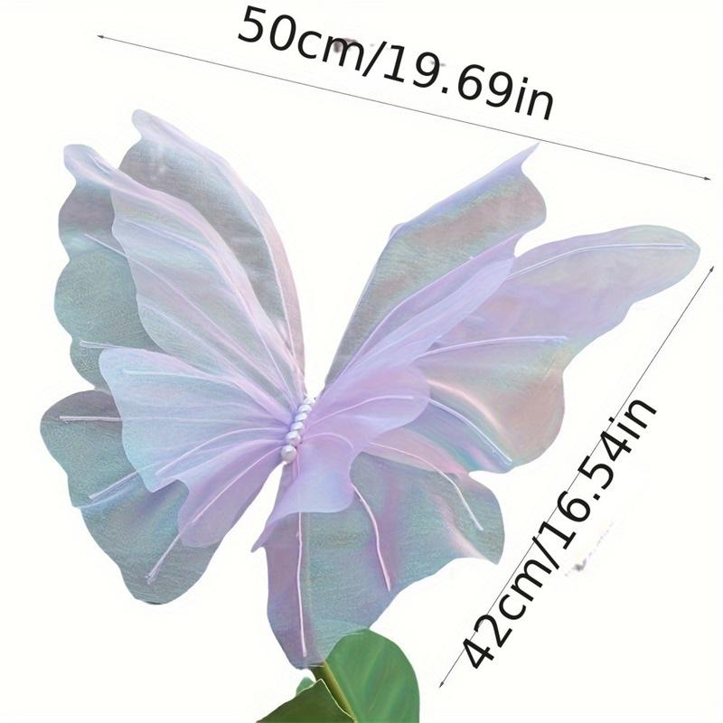 3pcs Giant Artificial Flowers Decor, 19.69inch Yarn Butterfly Poppy Flowers, Three-dimensional Butterfly, New Marriage Decor, Home Wedding Party Decor