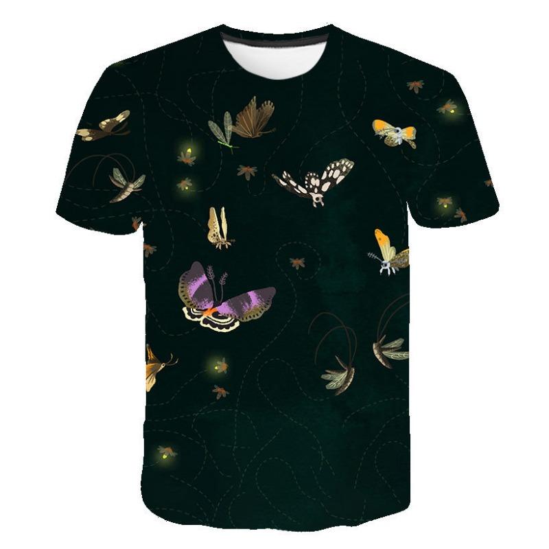 Cross-border New Boys And Girls With The Same Parent-child T-shirt, Beautiful Butterfly 3D Printing Cool Loose Men's And Women's Short Sleeves