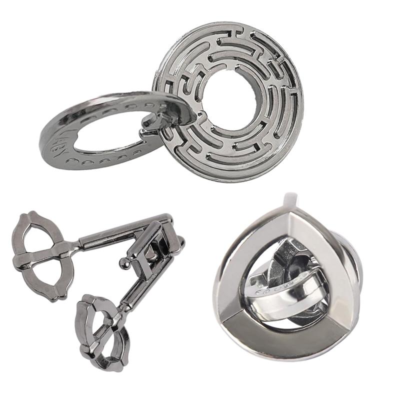 

Disentanglement Brain Teaser Puzzle Metal 3PCS Set Unlock Interlocking Problem Solving Games For Kids Teens Educational Toys