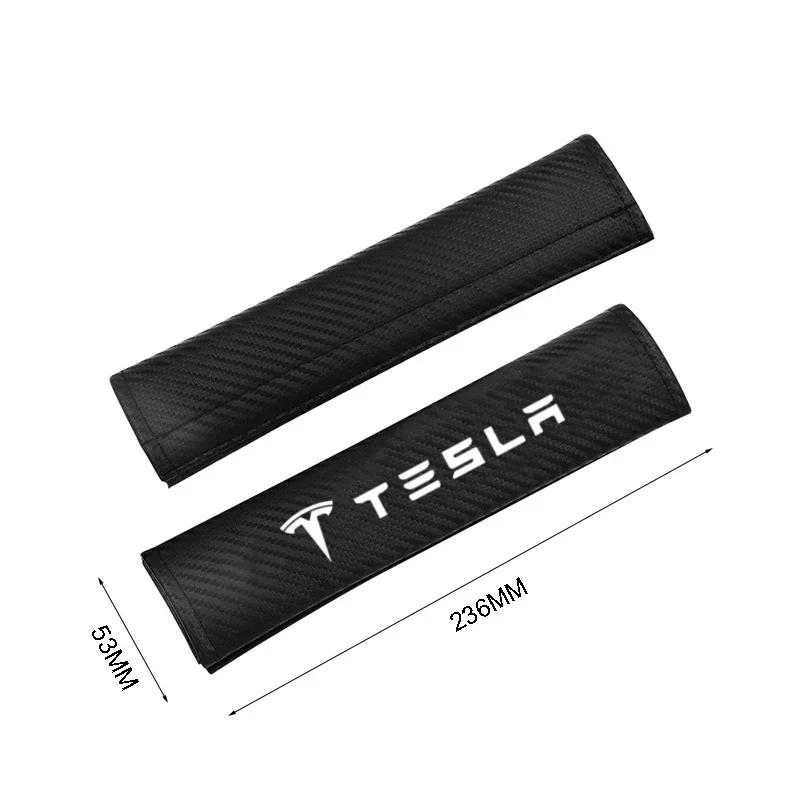 Car Sticker 2025 New Tesla Car Seatbelt Shoulder Pad Cover Carbon Fiber Seat Belt Protector Cushion For Tesla Model 3 X S Y