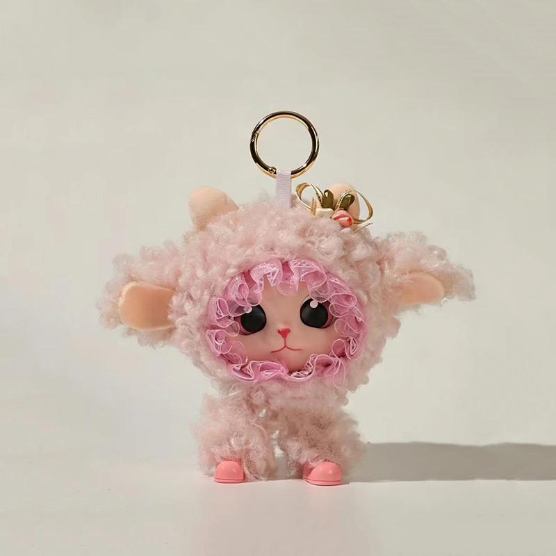 Cute Plush Curly Sheep Cartoon Keychain Bag Charm Decoration Birthday Gift For Girlfriend