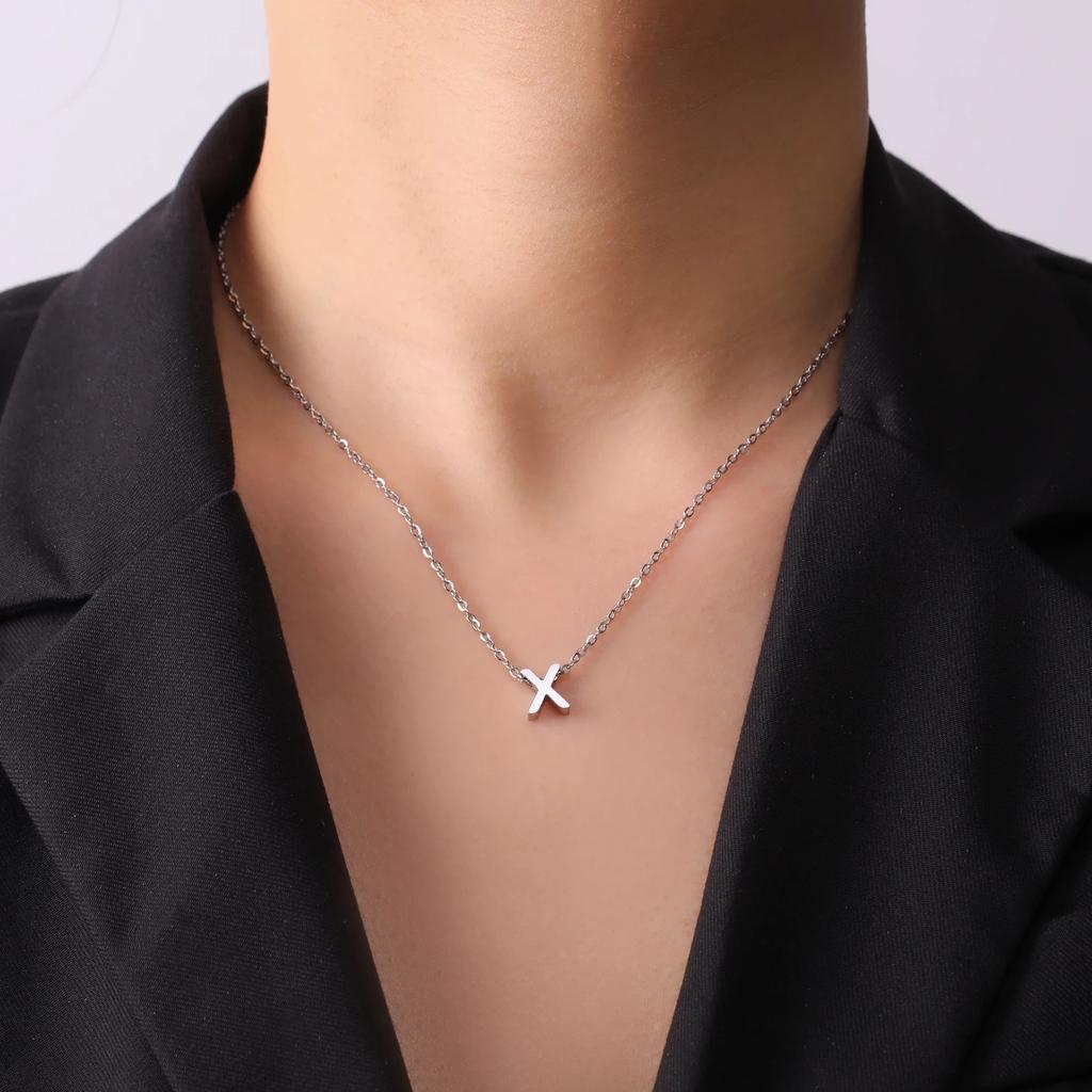 Cazador Stainless Steel A-Z Initial Letter Necklace for Women Alphabet Choker Chain Jewelry Birthday Gifts New Trend 2026
