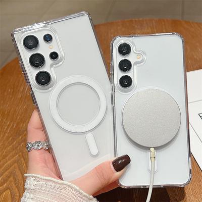 Transparent Magnetic For Magsafe Case For Samsung S25 Ultra S24 Plus S23 S22 S21 FE A16 A15 A35 A36 A55 A56 5G Shockproof Cover
