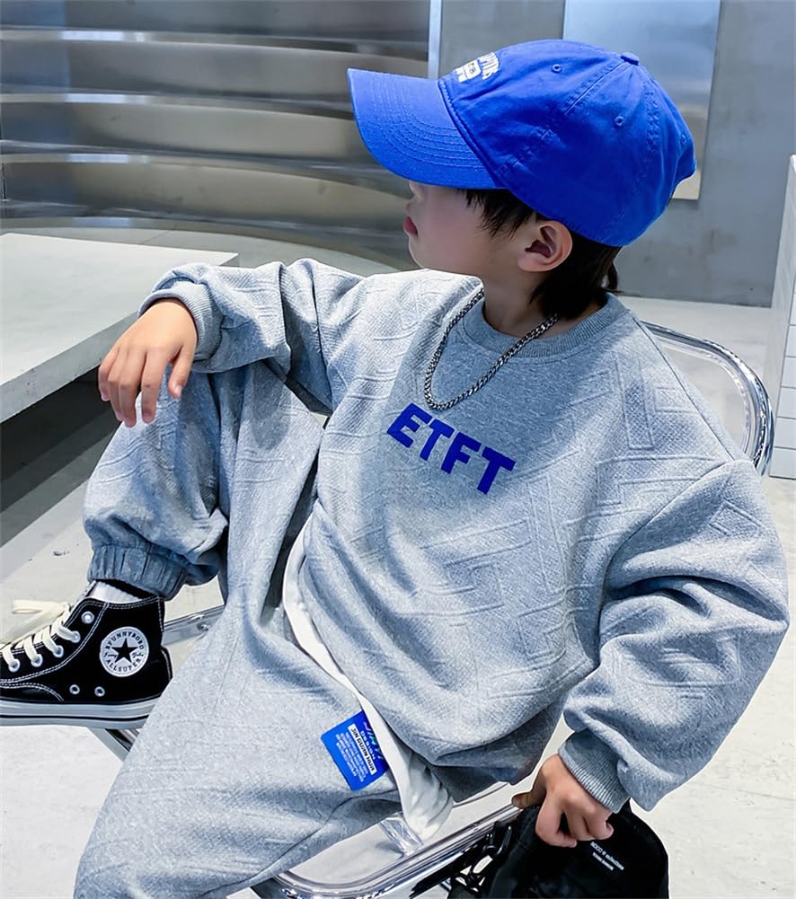 Clothing Setup Junior Long Sleeve Korean Clothing Setup Boys Spring Autumn Long Sleeve Sweatshirt Sports Pants Top and Bottom Set Casual Loose Kids