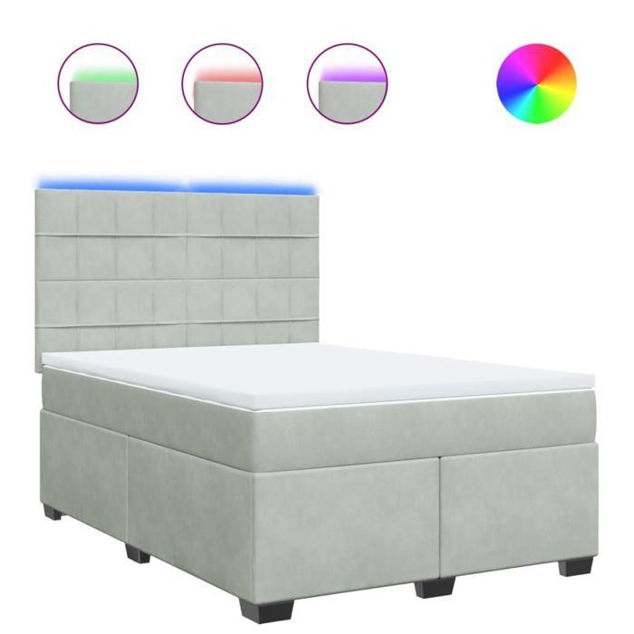 VidaXL Sommier à lattes de lit et matelas Gris clair 160x200cm Velours, lit, lit à plate-forme, lit à panneaux, meuble de 3293254