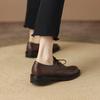Mode NY Vår/Höst Dam Pumps Delad Läderskor för Kvinnor Rund Tå Klumpig Klackskor Casual Snörning Dam Pumps Oxfordskor