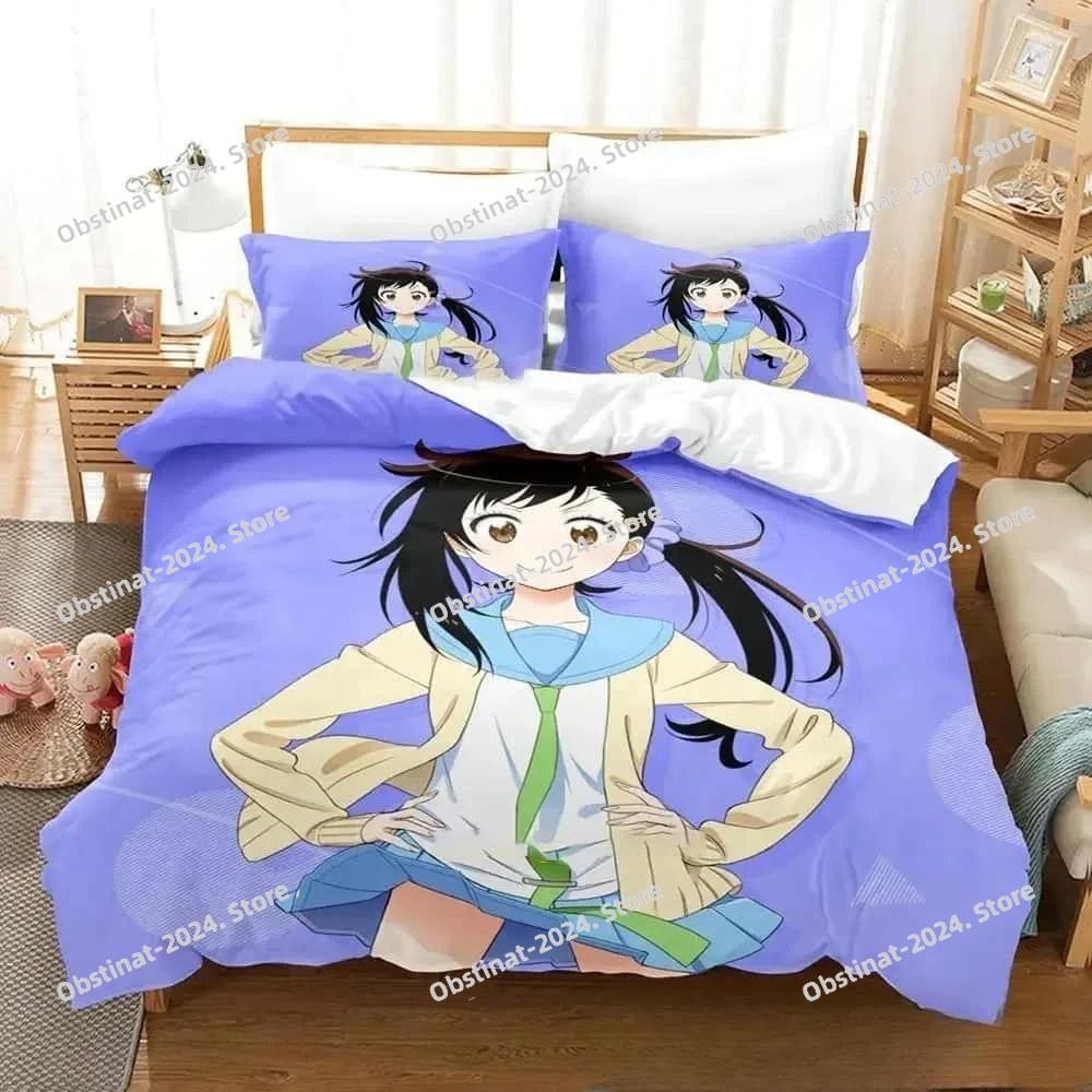 3D Anime Nisekoi False Love Bedding Set Printed Bed Set Duvet Cover Sheet Pillowcase Bed Soft Quilt Cover Full Queen King Size