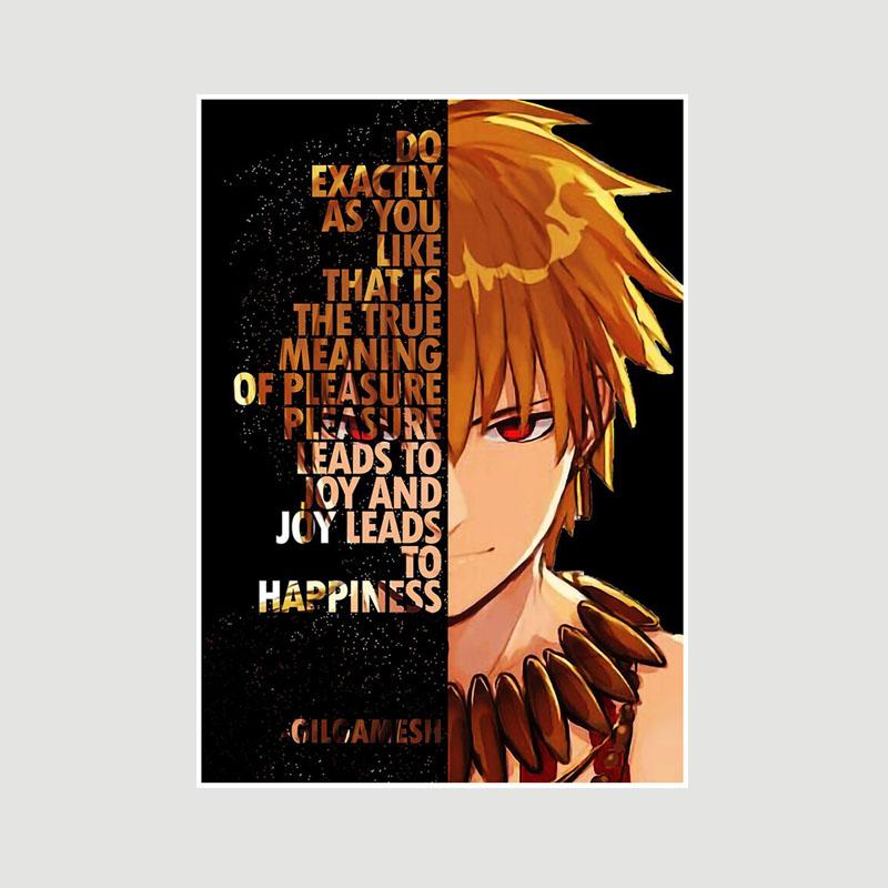 Vintage Inspirational Quote Poster Anime Finger Luffy Deku Posters White Paper Text Art Pictures Home Decor Bar Decoration Painting Interior Mural