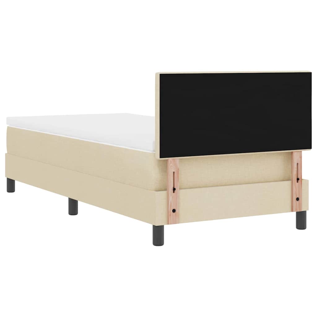 Boxspring bed with LED light strips Cream 90 x 190 cm Fabric