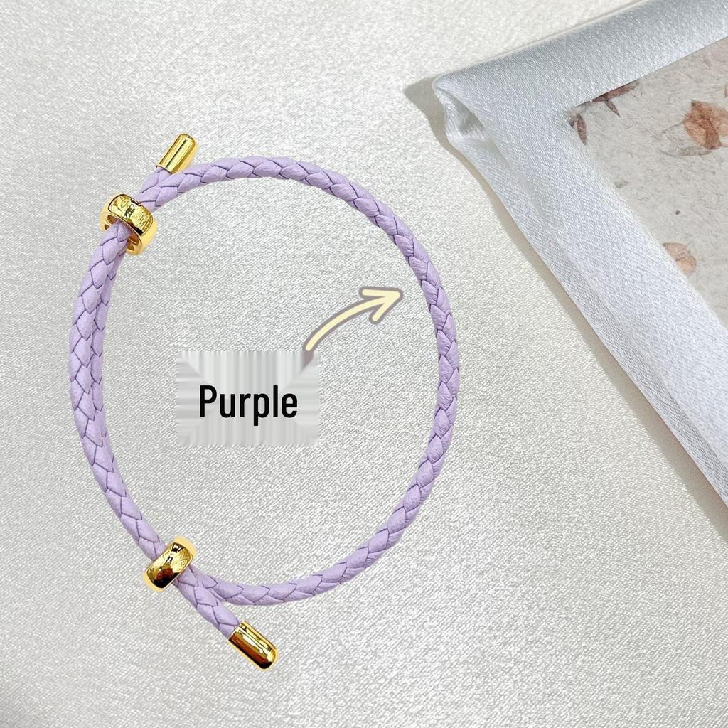 Corda de Pulso Ajustável de Couro de 3mm - Pulseira do Zodíaco Bagua - Corda Decorativa Vermelha para DIY