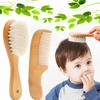 MIMIA Baby Hairbrush and Comb Set with Perfect Gift for Goat Hair and Natural Wood Case, 2-Piece Set, Newborns,