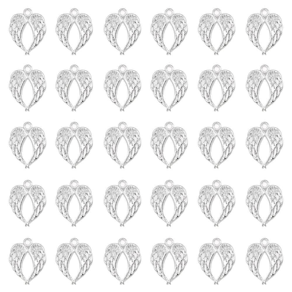 

60 шт. Крылья Ангела Крылья Ангела Подвеска Серебряные Крылья Ангела Подвески Ангел Подвески DIY Изготовление Ювелирных Изделий