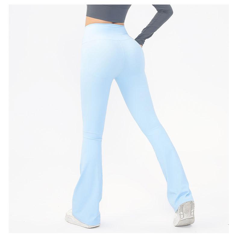 High-Waist Yoga-Hose mit Nude-Gefühl: Schnelltrocknende Micro-Flare Weitbeinige Hose mit Pfirsich-Po-Lifting für Damen