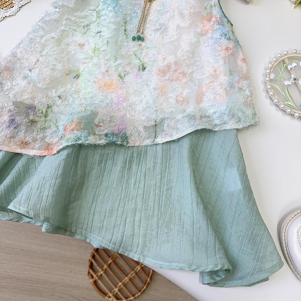 Ärmelloses Sommerkleid im Hanfu-Stil für Mädchen, bestickt - CM1208